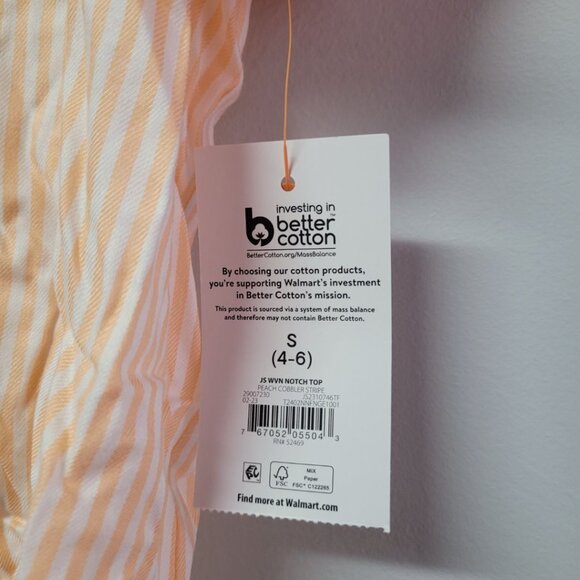 Joyspun Pajama Top Striped Shirt Collar Pocket Pink Peach Tags Womens Small Tags - Picture 6 of 6